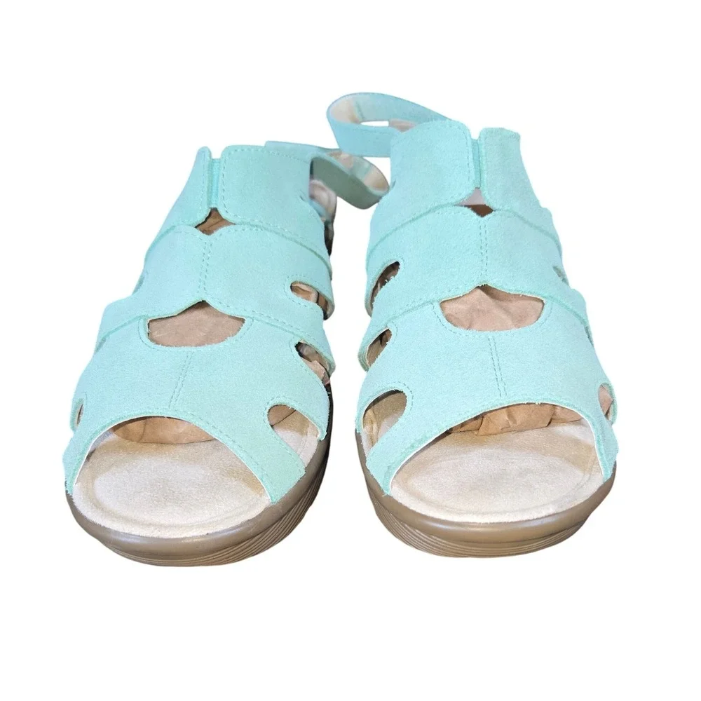 Skechers Memory Foam Wedge Sandals Strappy Aqua Casual Comfort Womens‎